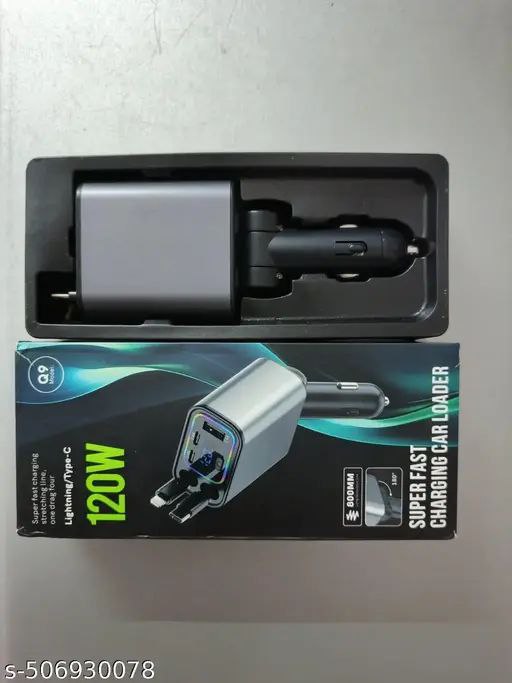 120 W Super Fast Charging Car Retractable Charger