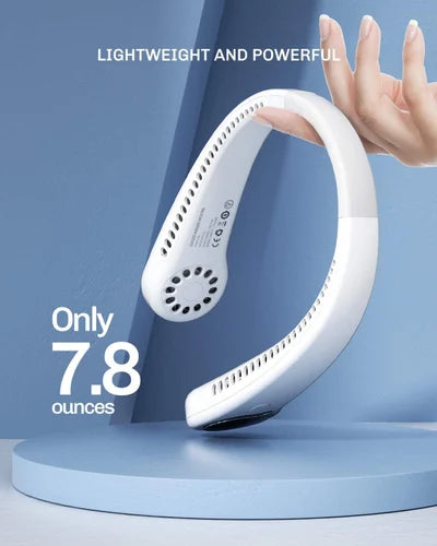 Neck Cooling Fan, Air Conditioner Neck Fan with Cooling Plate 4400mAh Rechargeable Battery Operated, Wearable Personal Fan, Ergonomic Design, White