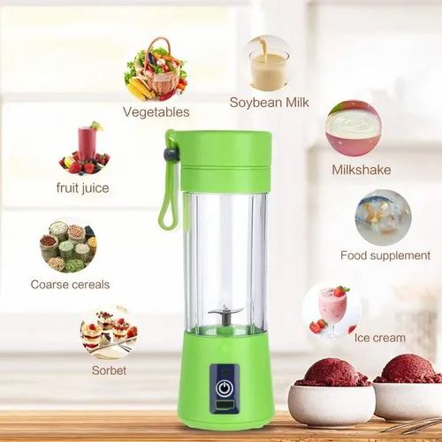 Portable USB Rechargeable Blender – Personal Smoothie Juicer Cup with 6 Blades, 380ml, Green – Mini Fruit Mixer for Travel, Home, Office & Outdoors (Multicolor)